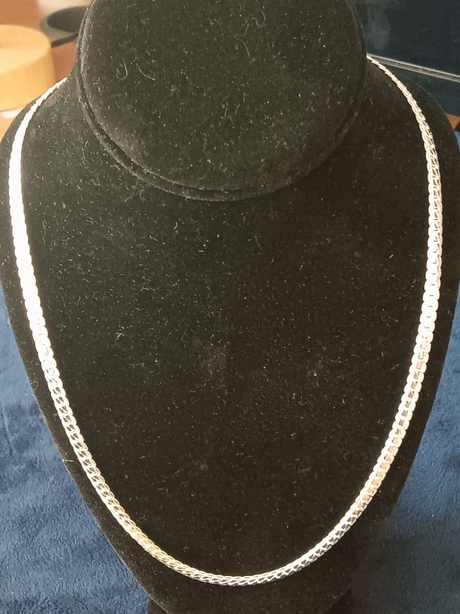 Silver 22" Flat Braided Necklace
