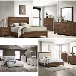 4- Pc Bedroom set Dresser,Mirror  Nightstand (1) Queen size bed frame  Not including Mattress and Box Sp