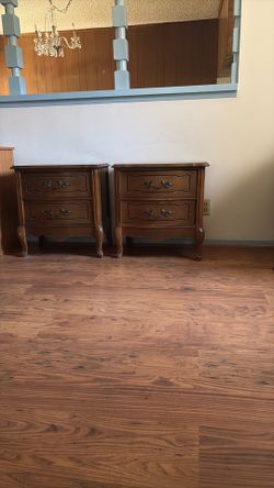 A pair of nightstands for sale.