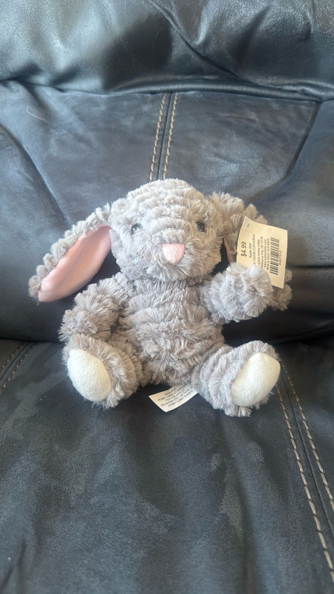 New With Tags Hobby Lobby Gray Plush Bunny Stuffed Animal