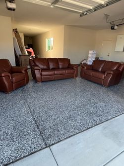 Italian  Leather 3  Piece Sofa Set in Saddle  - 100% Real Leather