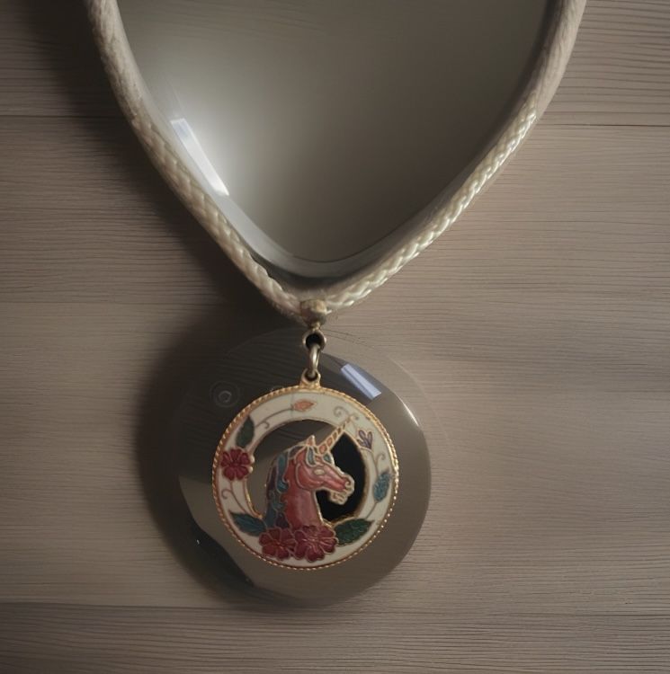 Vintage 1980’s Rare Unicorn Cloisonné Necklace 