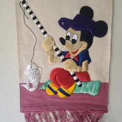 Rare Vintage  Wall Art , Silk embroidery Disney inspired, One of A Kind. 31"×22"  #2