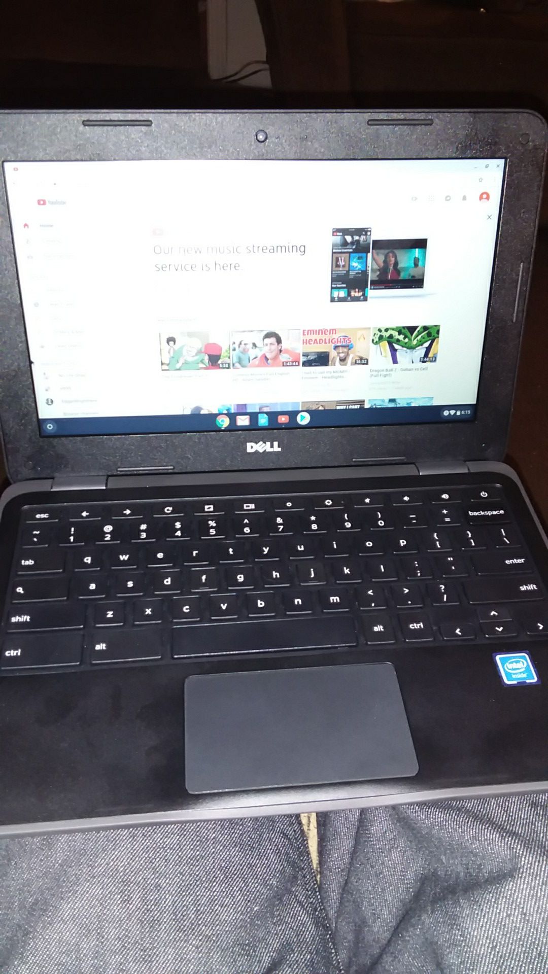 Laptop: Dell 116 Chromebook Intel Celeron 4GB Memory 16GB eMMC Flash Memory Black.