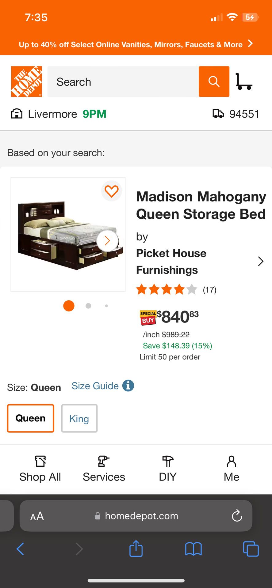Merlot Veneer Queen Storage Bed (10 Drawers)
