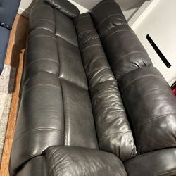 Dark Gray Leather Reclining Couch