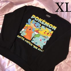 Mens XL Black Graphic Pokémon Crewneck Sweatshirt 