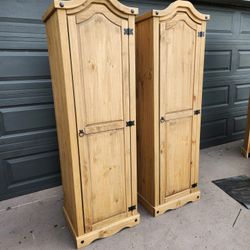 Two Pine Wardrobe Cabinet modified to have shelves
69.5"T X 22"W X18"Deep
