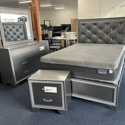 Charcoal  Grey Queen 4pc Bedroom Set 