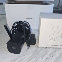 The Septekon Camera WiFi Outdoor IP Camera is a pack of 4 white wireless cameras designed for outdoor use. These cameras, model 2K Detection cam,