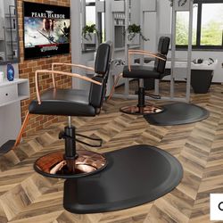 Omysalon Salon Floor Mat Anti Fatigue Barber Chair Mats for Round Base 1/2in Thick