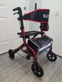 Succu Walkers for Seniors with Seat, 8" All-Terrain Rollator Walker