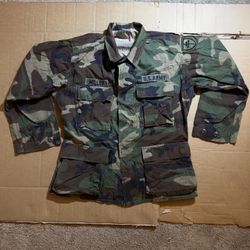 US Military Woodland BDU Combat Coat, Size Small-Short