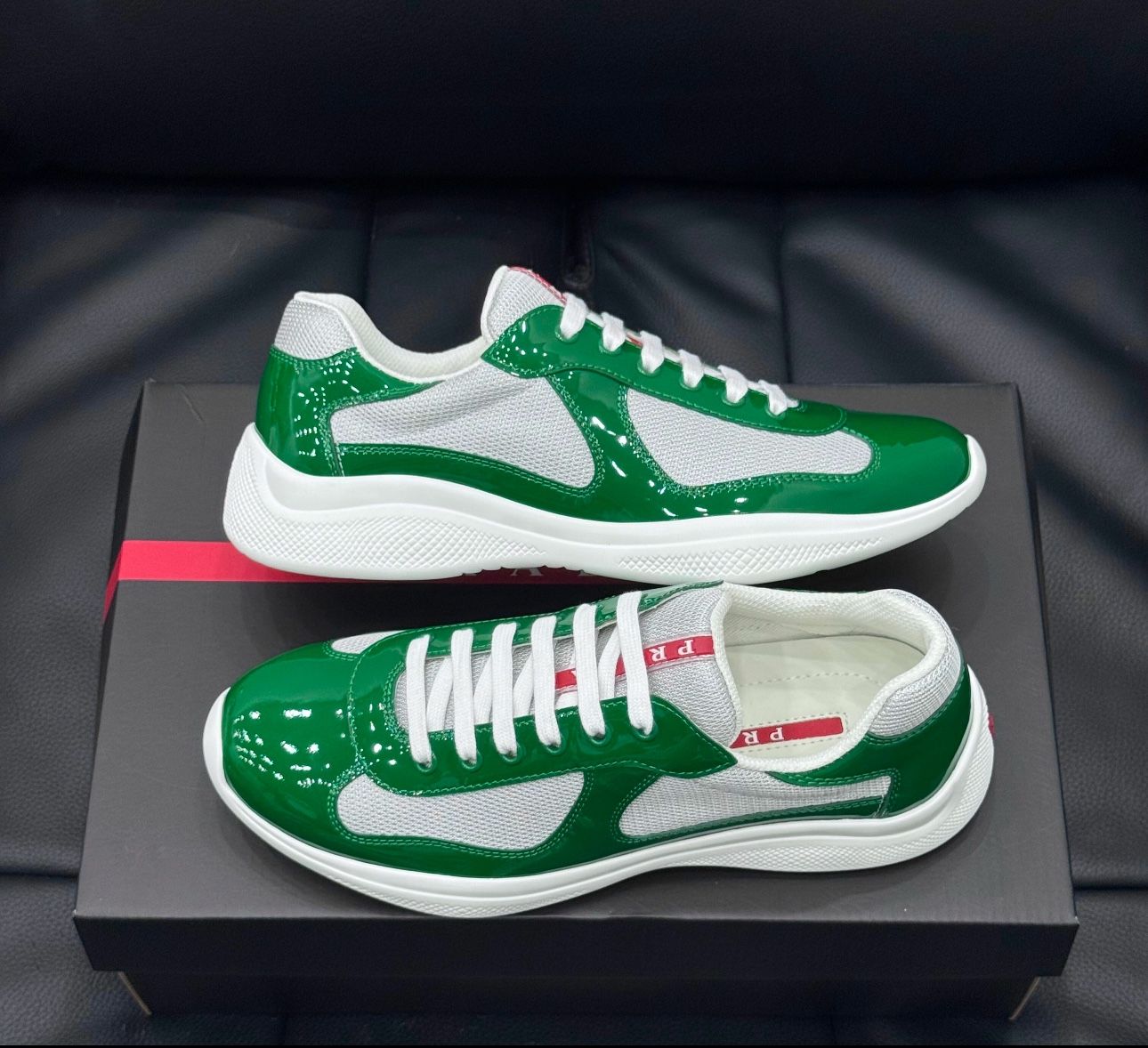 Prada Luna Rossa green and white sneakers 
