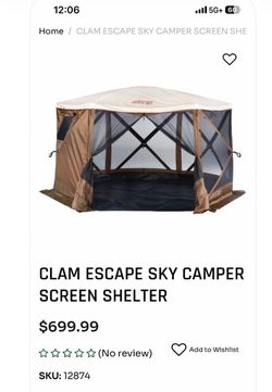 CLAM Escape Sky Camper With floor NEW