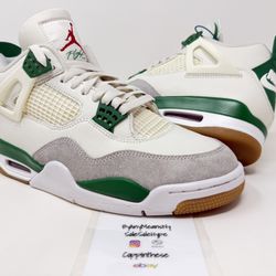 USED 2023 NIKE SB X AIR JORDAN RETRO 4 IV PINE GREEN SIZE 9