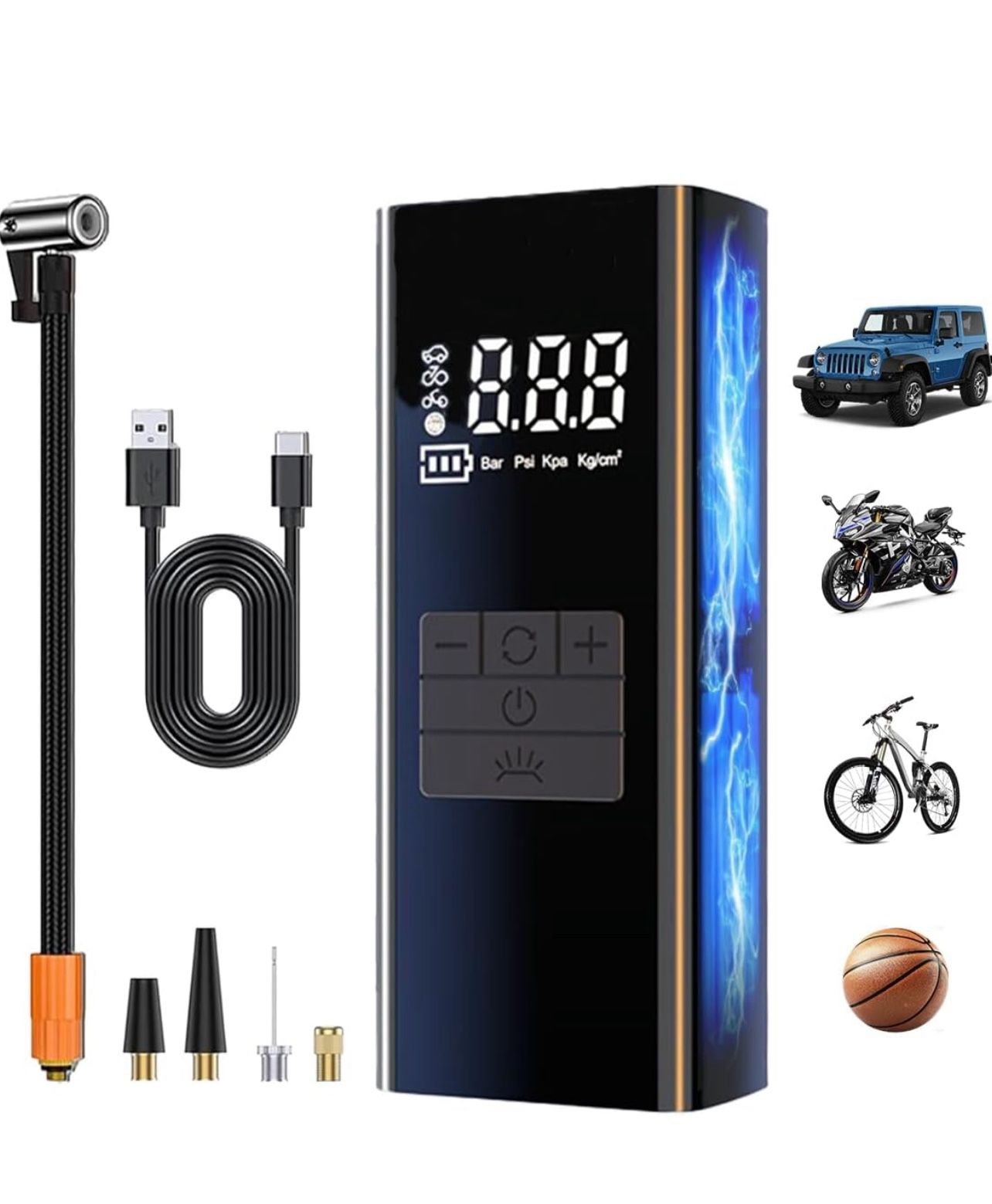 Brandnew Tire Inflator Portable Air Compressor - Faster Inflation 150PSI & 20000mAh Cordless Portable Air Pump, Accurate Pressure LCD Display & Emerge