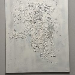 Textured Abstract Wall Art 24x18 | White Minimalist Canvas