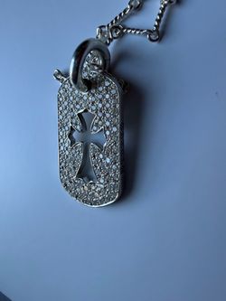 Chrome Hearts small dog tag pendant diamond paved