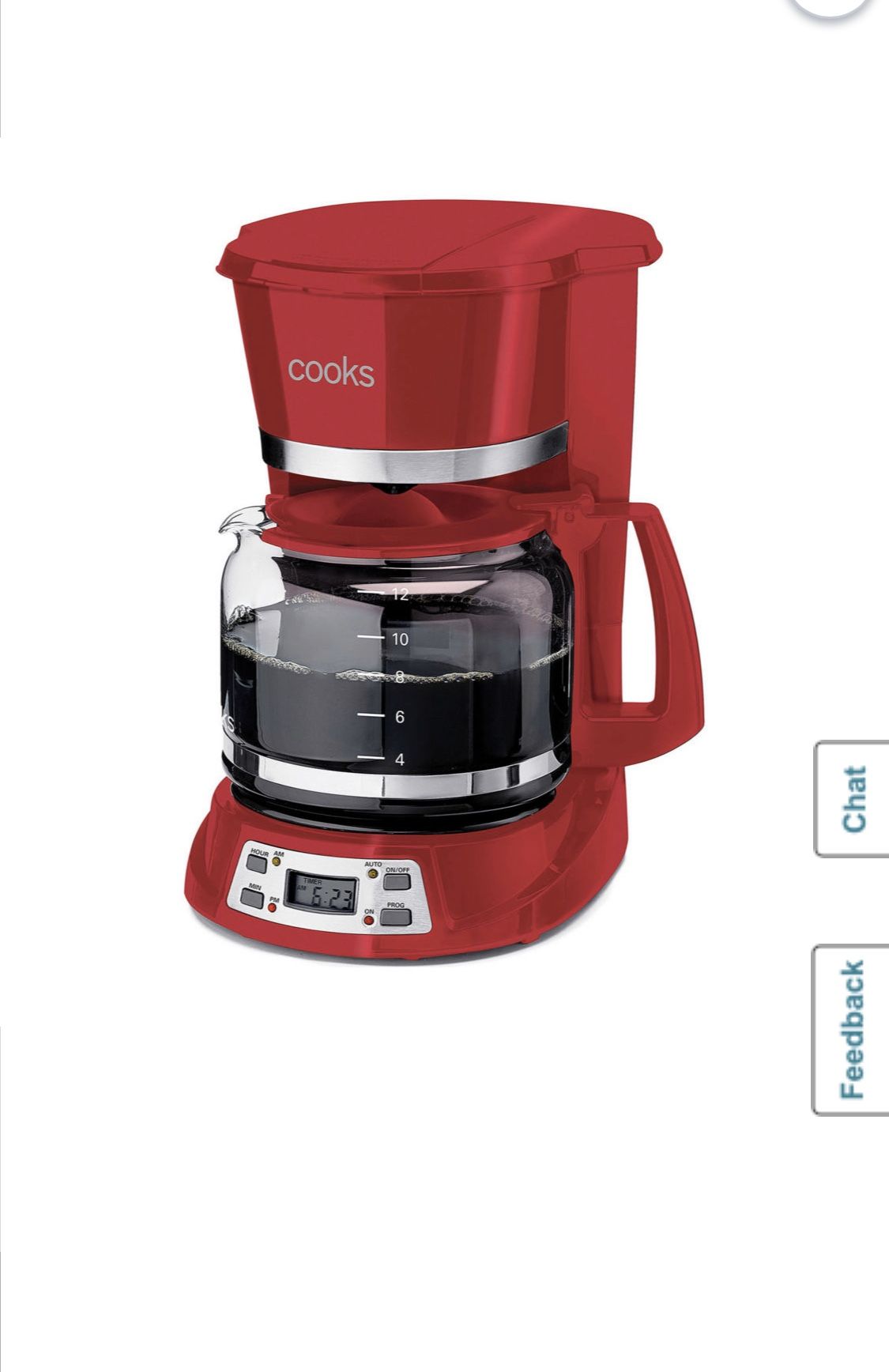 Cooks 12 Cup Coffee Maker Auto Shutoff Red