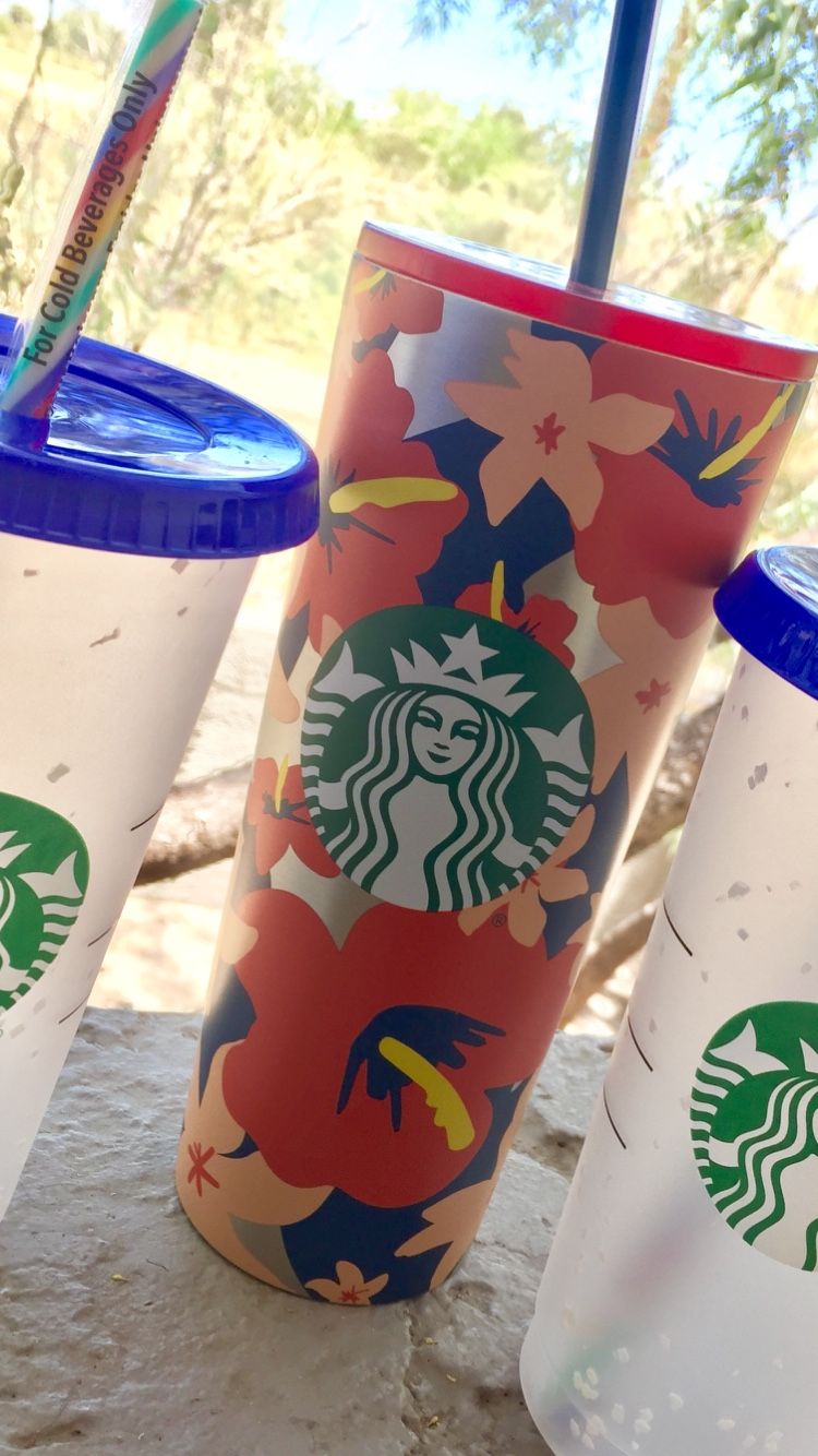 *** Hawaiian 🌺 Floral Starbucks NEW Tumbler & (2) Confetti Cups $55