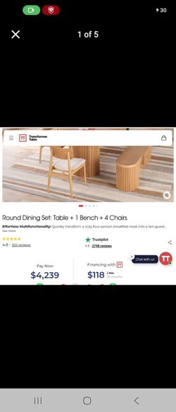 Transformer Table Round Dining Set with Bench and Chairs