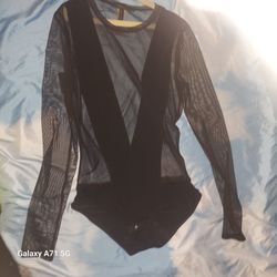 Black Long Sleeve Mesh Bodysuit