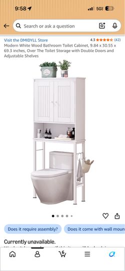 Over the toilet storage