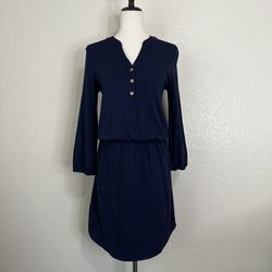 Lilly Pulitzer 100% Pima Cotton Navy Blue Long Sleeves Dress, Size XS