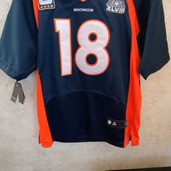 Peyton Manning Jersey & Uncut  Football Cards Sheet size 48  Denver Broncos Super Bowl XLVIII NFL Football Jersey Heavy New With Tags. See our other g
