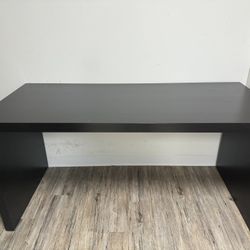 Black And White IKEA Office Desks White Bookshelves  & Office Chair 