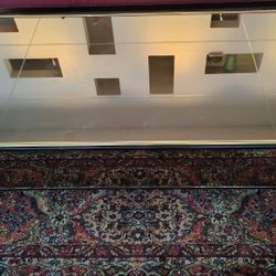 70s Italian Designer Mirrored Coffee Table Solid Walnut Etched / Cut Top Black and Brass 30×54×15"