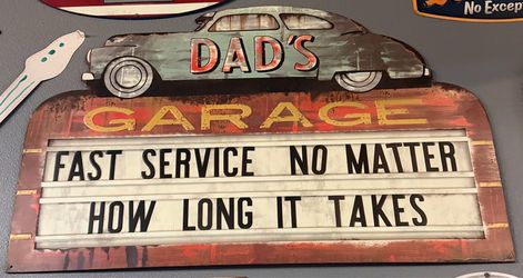 Dad's Garage Sign - Vintage Rustic Metal Car Decor man cave