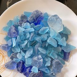 Bagful Of Decorative Mixed Blue Stone Chips For Candle Or Vase Fillers