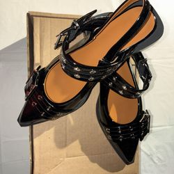 Double Buckle Slingback Flats Size 9 And 11.5