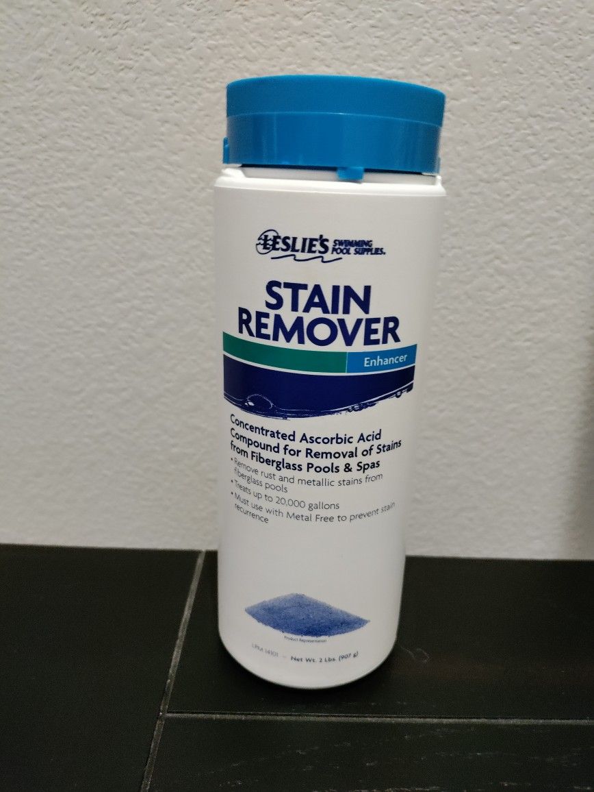 Stain remover for fiberglass pools and spas.