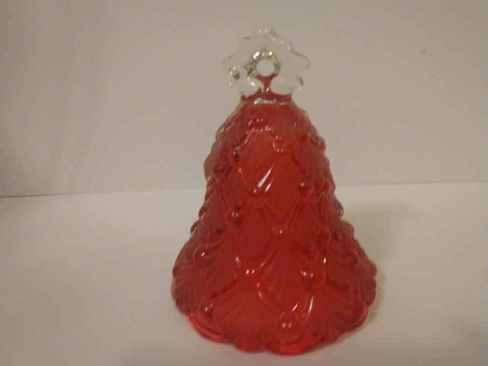 Antique Red Art  Glass Christmas Tree Bell