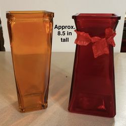 2 Vintage Vases 1 Red 1 Orange