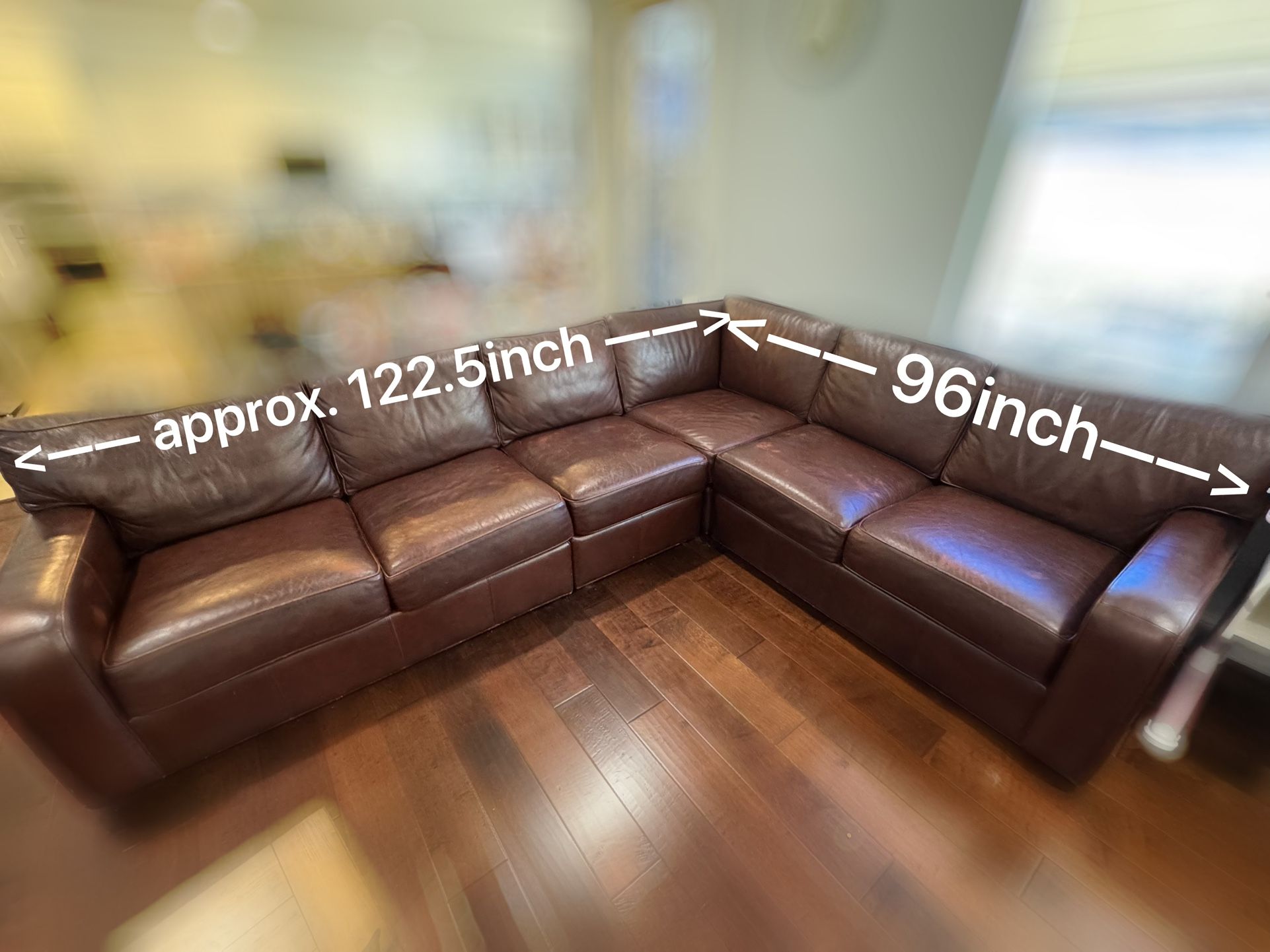 L-Shaped Brown Leather Sectional Sofa | Detachable | Great Condition