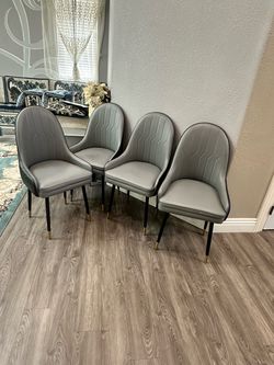 Set of 4 Modern Gray Dining Chairs
