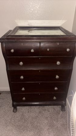 Antique Dresser Empire Mahogany Locking Drawers With Key Paw Foot Crazed Patina