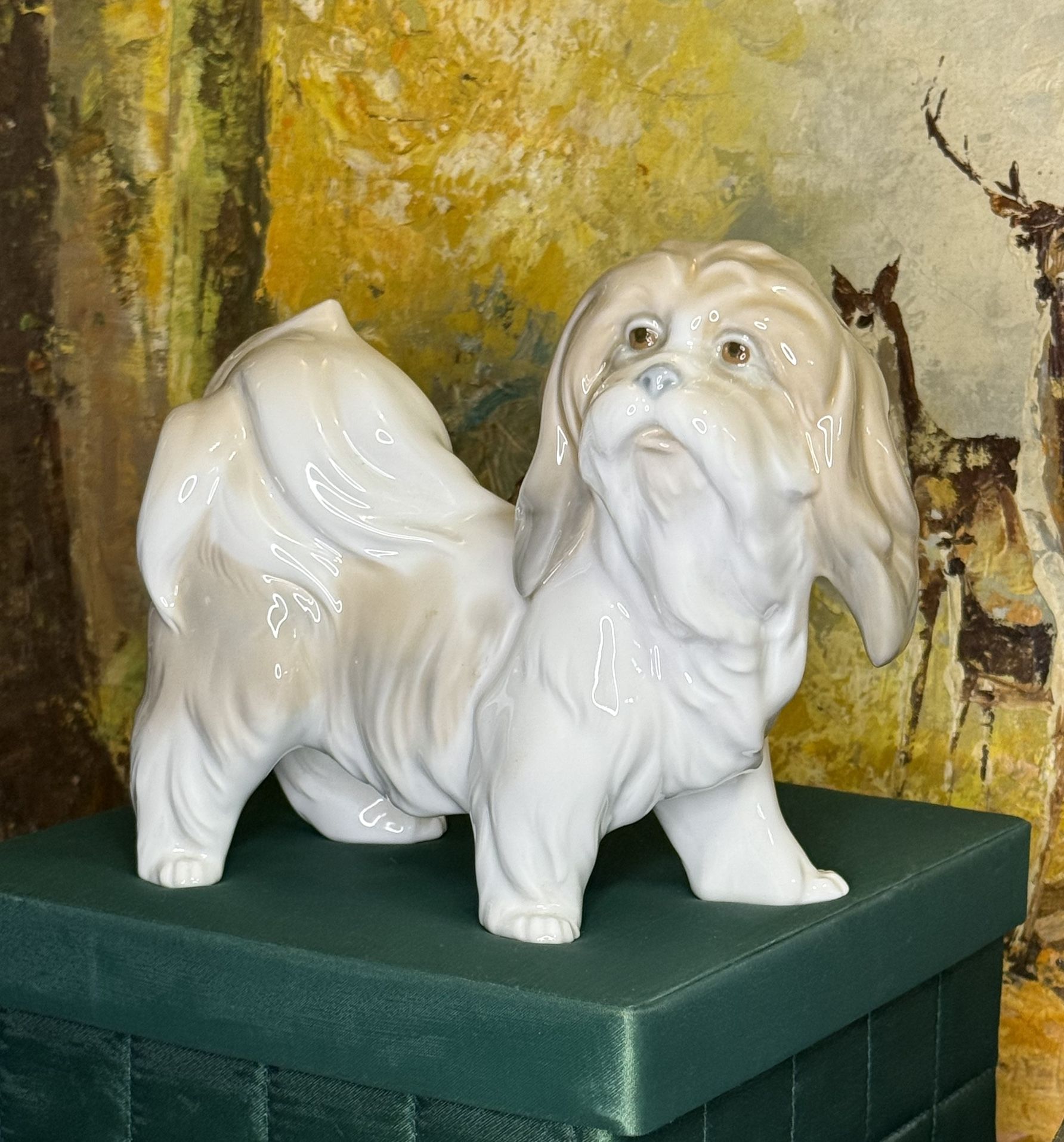 AUTHENTIC LLADRO LHASA APSO DOG GLAZED PORCELAIN FIGURINE #4642 Retired GREAT