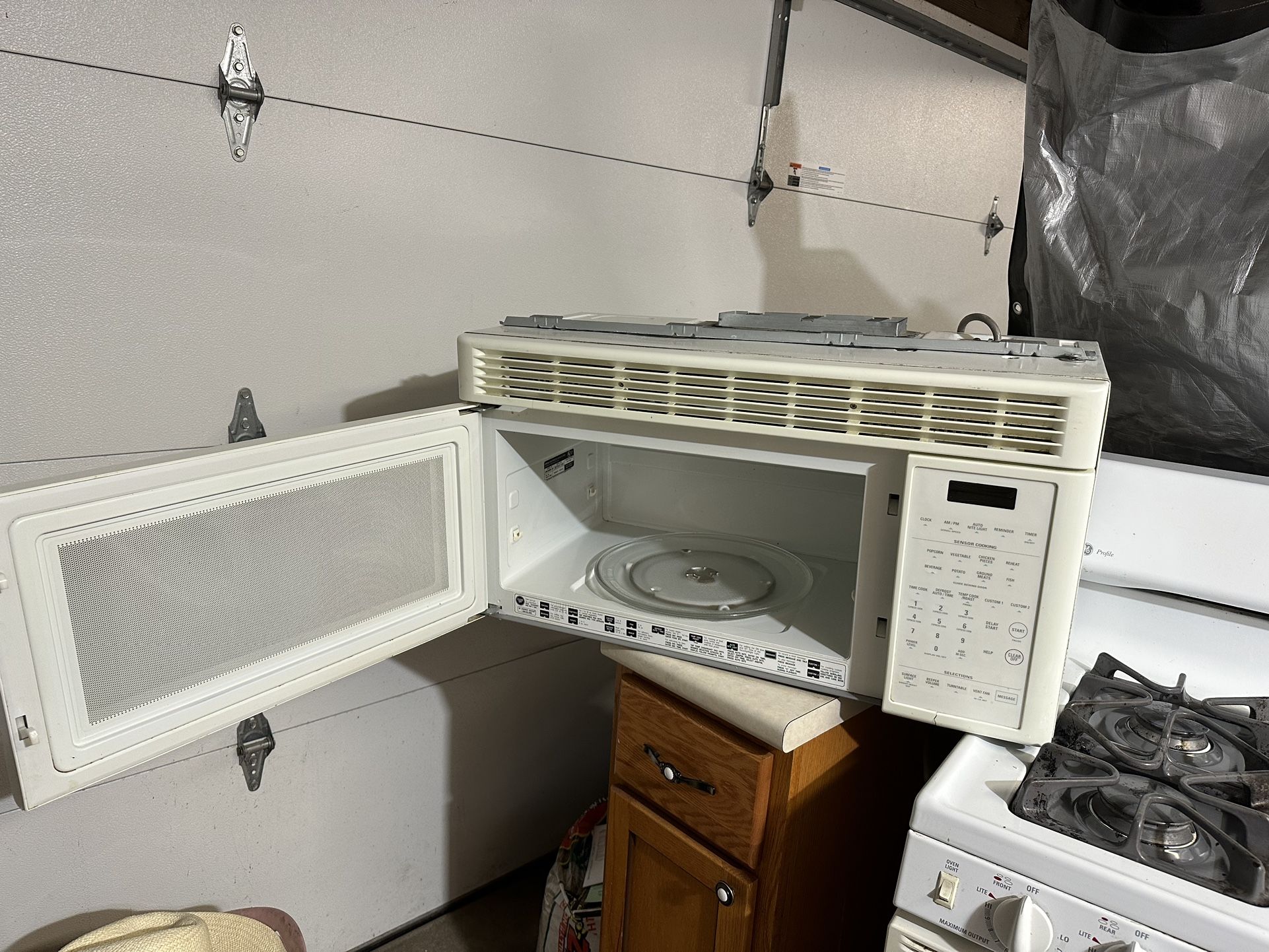 gas stove and microwave