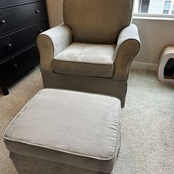 Grey Microfiber Swivel Rocking Chair And Ottoman