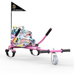 HOVERMAX Hoverboard Go Kart, Seat Attachment with Adjustable Frame Length for 6.5" 8" 10" Suitable for Kids and Adults, Combo Pink