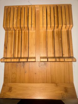 Bamboo In-Drawer Knife Block Organizer