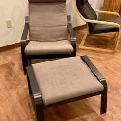 GREY POANG CHAIR W/ OTTOMAN