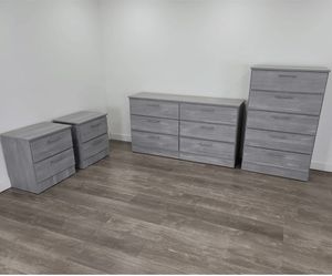 DRESSER, CHEST AND TWO NIGHTSTANDS
