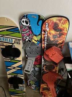 Teens or adults snowboards