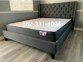 ♦️New Gray Full Bed w Mattress Included♦️